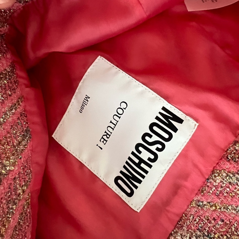 NWOT Moschino Couture ONE OF A KIND runway Pink and Yellow Tweed Skirt|size 6 - Picture 5 of 8